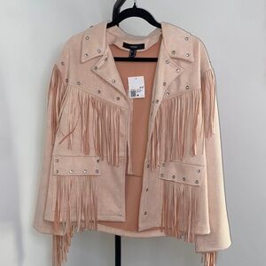 Forever 21 Pink Fringe Leather Jacket